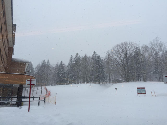 20150310 食べてる間に雪が降ってきました